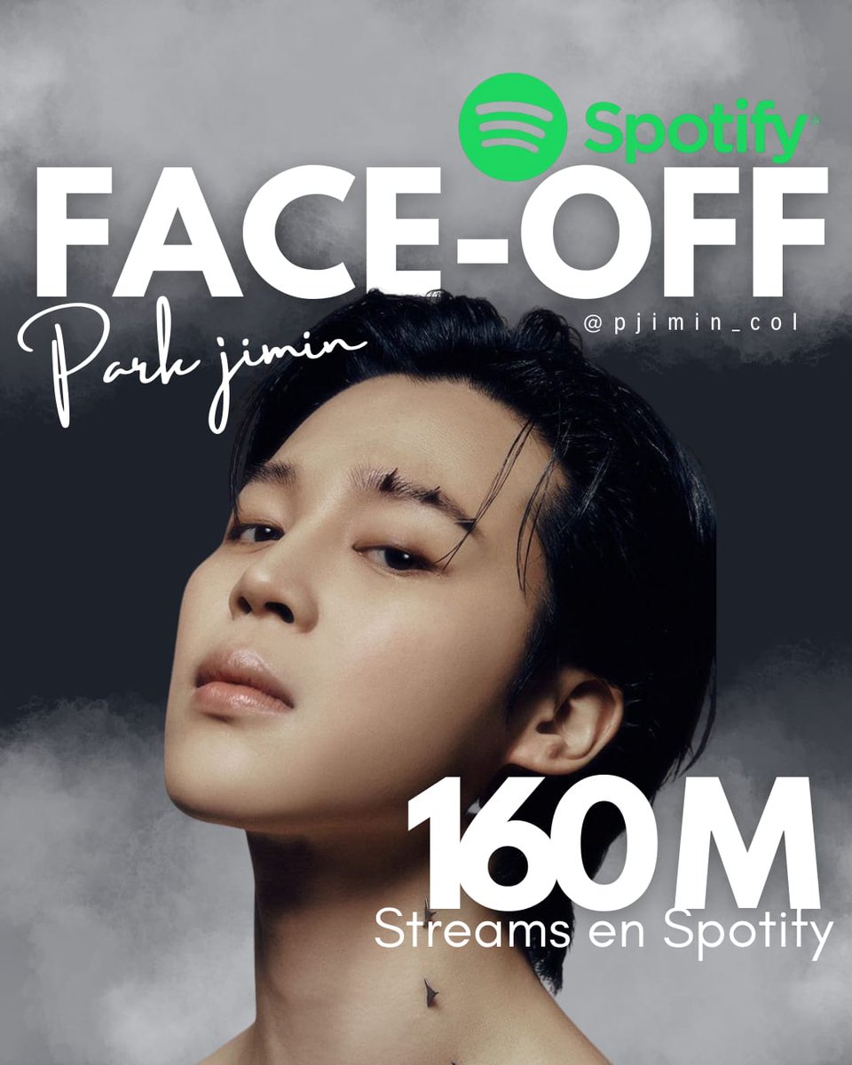 StreamJiminCol's tweet image. "Face Off" by #JIMIN ha superado 160 millones de streams en Spotify! 🔥

#JIMIN #Faceoff #Jimin_FACE