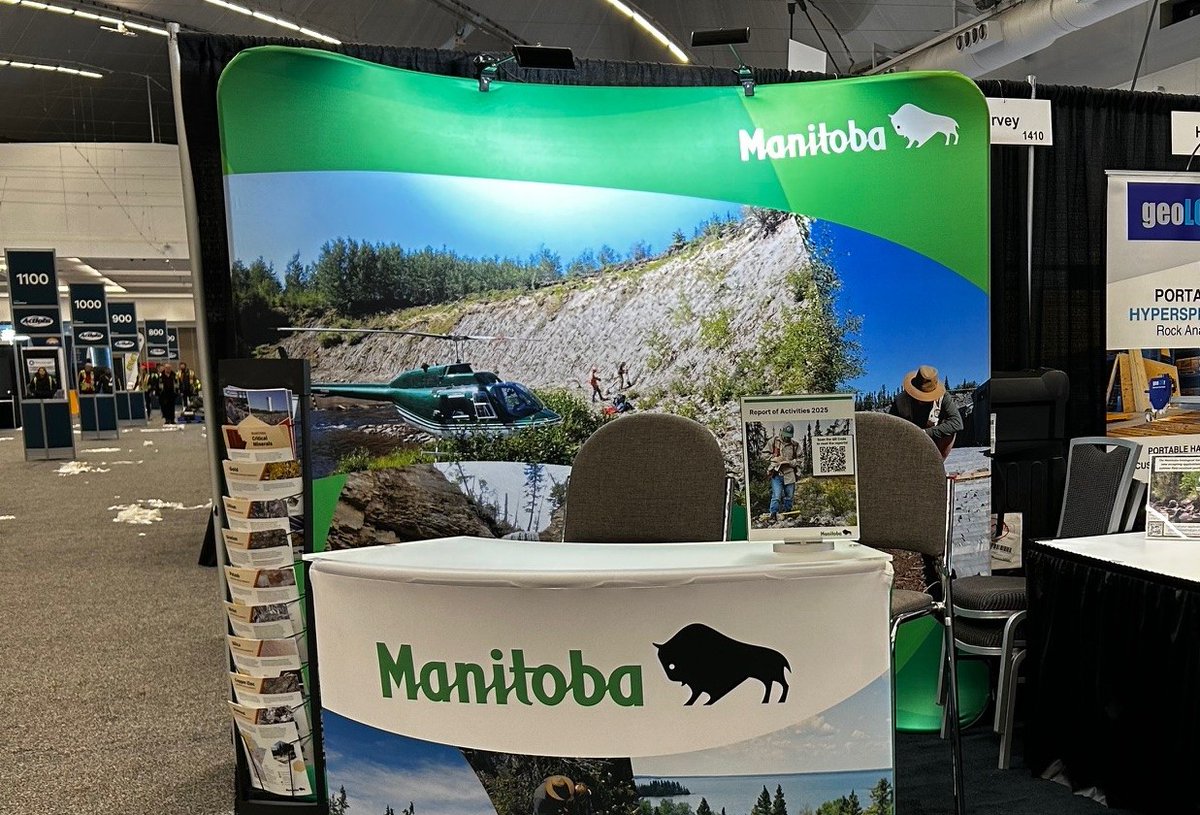 The #Manitoba booth is open for business at #AMERoundup2026!
MB is recognized worldwide for its abundant mineral deposits and strategic location.
We offer the tools and expertise you need to support your next exploration or investment opportunity.
Visit booth 1410 to learn more!