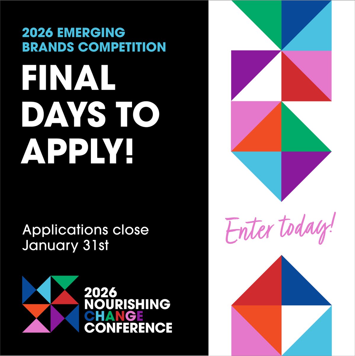 NChangeLive's tweet image. Final days to apply.

Emerging Brands Competition applications close Jan 31.

Apply now:
nourishingchange.com/emerging-brands