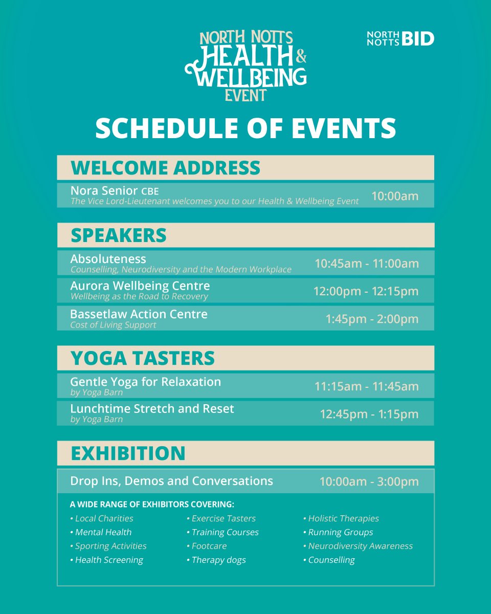 ⏰ Just 4 weeks to go until the North Notts Health &amp; Wellbeing Event!

📍 The Bridge Skills Hub, Bridge Place, Worksop, S80 1DT
📅 Wednesday 25th February, 10am – 3pm

For more information, go to - fb.me/e/iEKtjOCTv