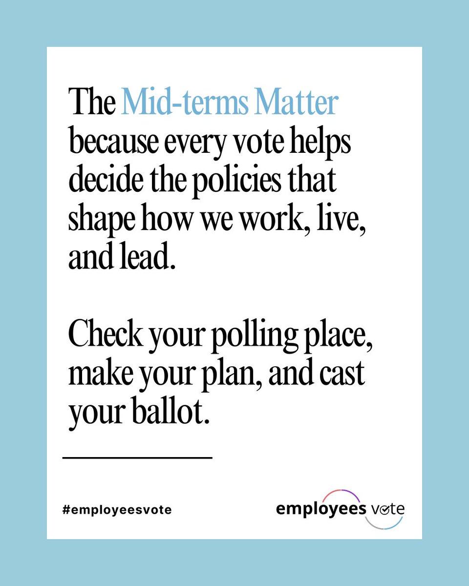 EmployeesVote's tweet image. Every vote counts. Mid-term turnout is often lower than presidential elections, which makes your participation critical. #MidtermsMatter #EmployeesVote