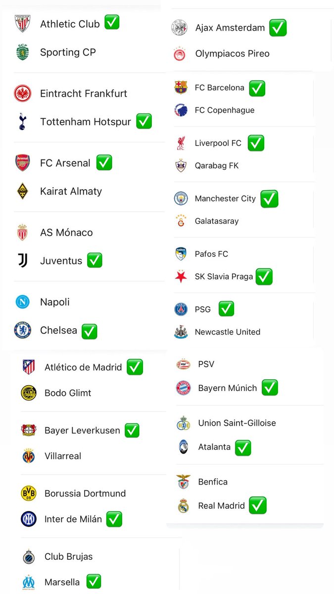 Esta jornada de Champions vamos con estos equipos, se viene mucho futbol