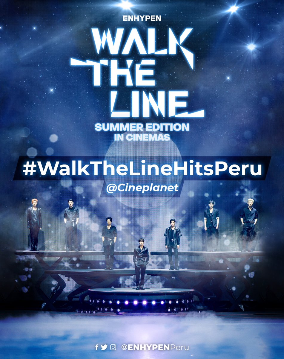❪ PEDIDO MASIVO ❫ <a href="/ENHYPEN_members/">ENHYPEN</a>

✨🇵🇪 ¡ENGENE de Perú no se queda atrás! ❤️  
Queremos vivir "Walk The Line Summer Edition" en nuestras salas peruanas 🎬🌟  

Usemos el siguiente hashtag y etiquetemos a Cineplanet: 
WALK THE LINE SUMMER EDITION
#WalkTheLineHitsPeru