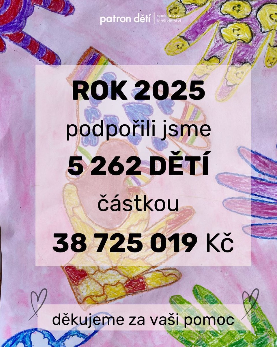 Děkujeme všem rodičům, kteří našli odvahu požádat o pomoc. Že i silní lidé občas potřebují podat ruku.
Děkujeme všem dárcům, kteří věří, že žádné dítě by nemělo vyrůstat bez šance.
Zároveň děkujeme všem Patronům – garantům dětských příběhů. 
Děkujeme 🙌🏽