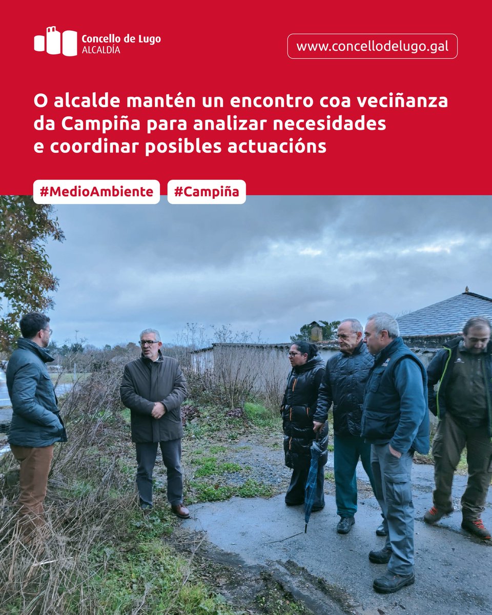 (GAL) 🤝​⚠️​ Miguel Fernández reuniuse cos veciños acompañado polo xefe do Servizo de Medio Ambiente para avaliar cuestións vinculadas á drenaxe, a mobilidade e a seguridade viaria.

#MedioAmbiente #Campiña