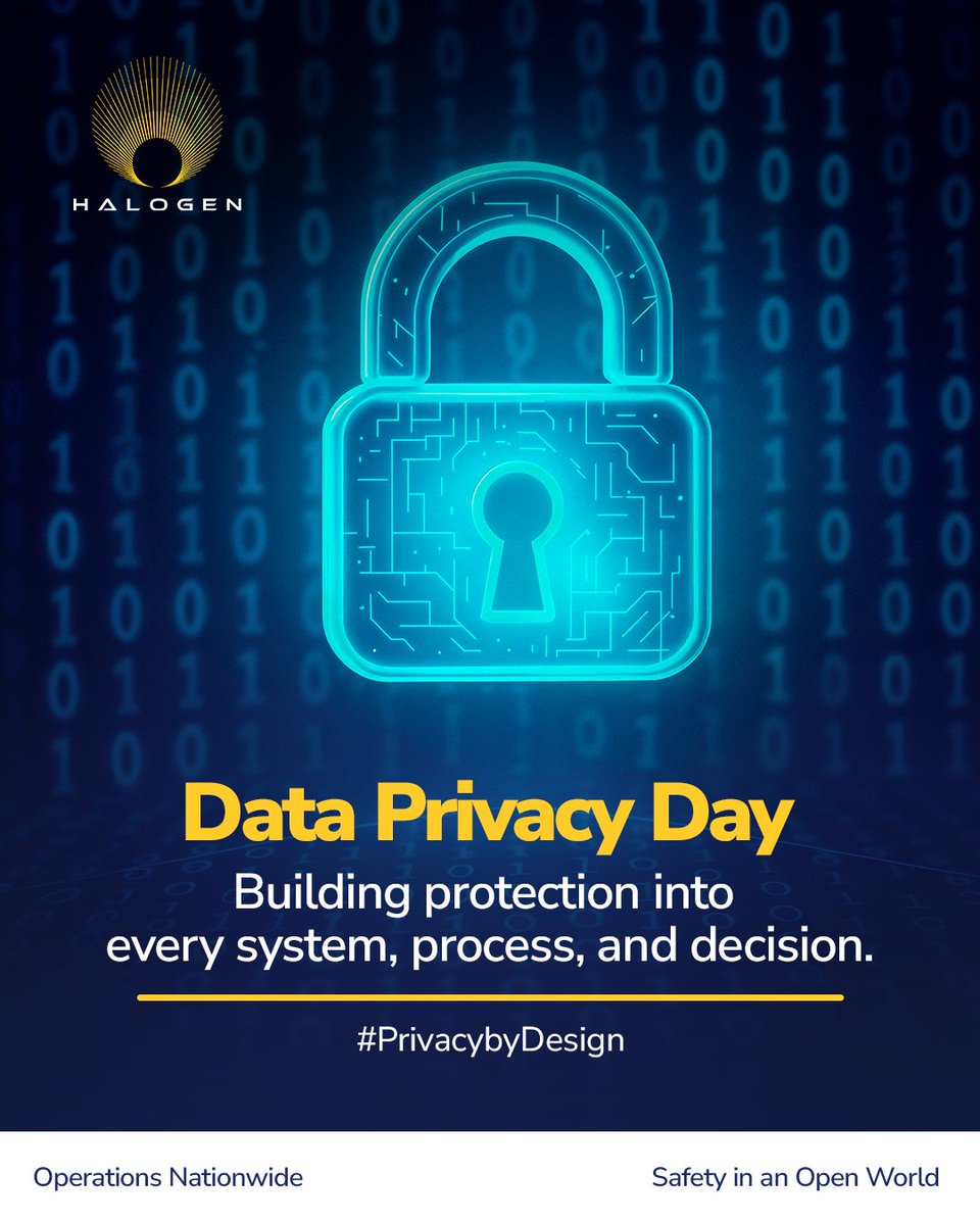 halogen_group's tweet image. Data privacy starts at the foundation of every business, not afterthought.

This Data Privacy Day, think privacy first and build protection into every system, process, and decision.
#PrivacyByDesign #DataPrivacyDay