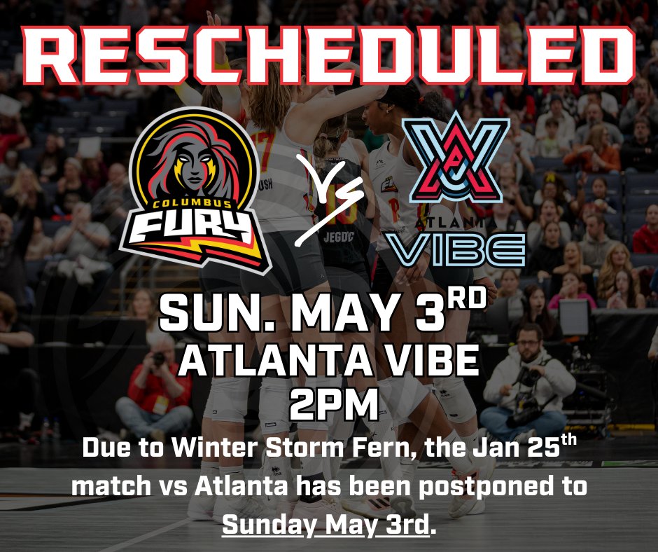 ColumbusFury's tweet photo. Our previously postponed match against Atlanta will now be on Sunday, May 3 at 2 p.m. at Nationwide Arena!

Details here: https://t.co/HkHK8P0JoV

#WEAREFURY #UnleashTheFury