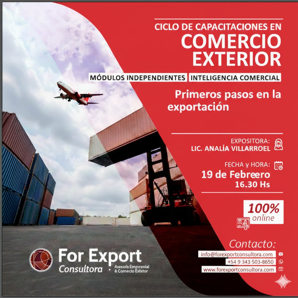 RevForExport's tweet image. Capacitación: Primeros Pasos en la Exportación - tinyurl.com/27zpuj3t