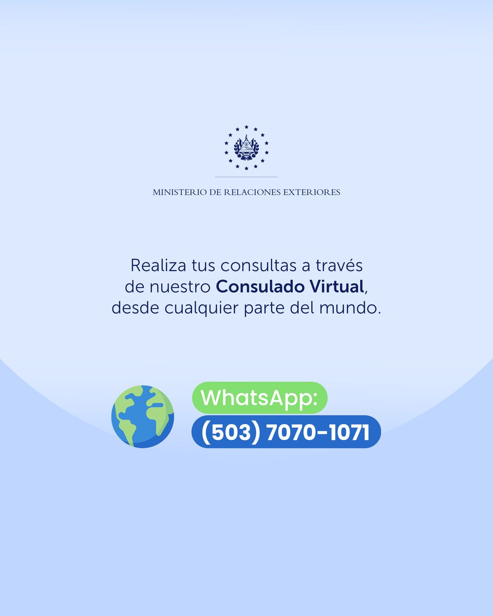 Si necesitas más información sobre nuestros servicios en el exterior y los requisitos de cada trámite, no dudes en comunicarte con nosotros. 🇸🇻🤝

📲 WhatsApp: +503 7070-1071
