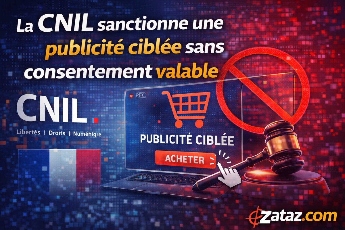 zataz's tweet image. 🚫 CNIL : sanction exemplaire pour publicité ciblée abusive

// Manque de consentement, sécurité défaillante, données de fidélité détournées : la CNIL sanctionne sévèrement une entité pour publicité non conforme.

--&amp;gt; datasecuritybreach.fr/la-cnil-sancti…

#cnil #rgpd #publicitéciblée #zataz