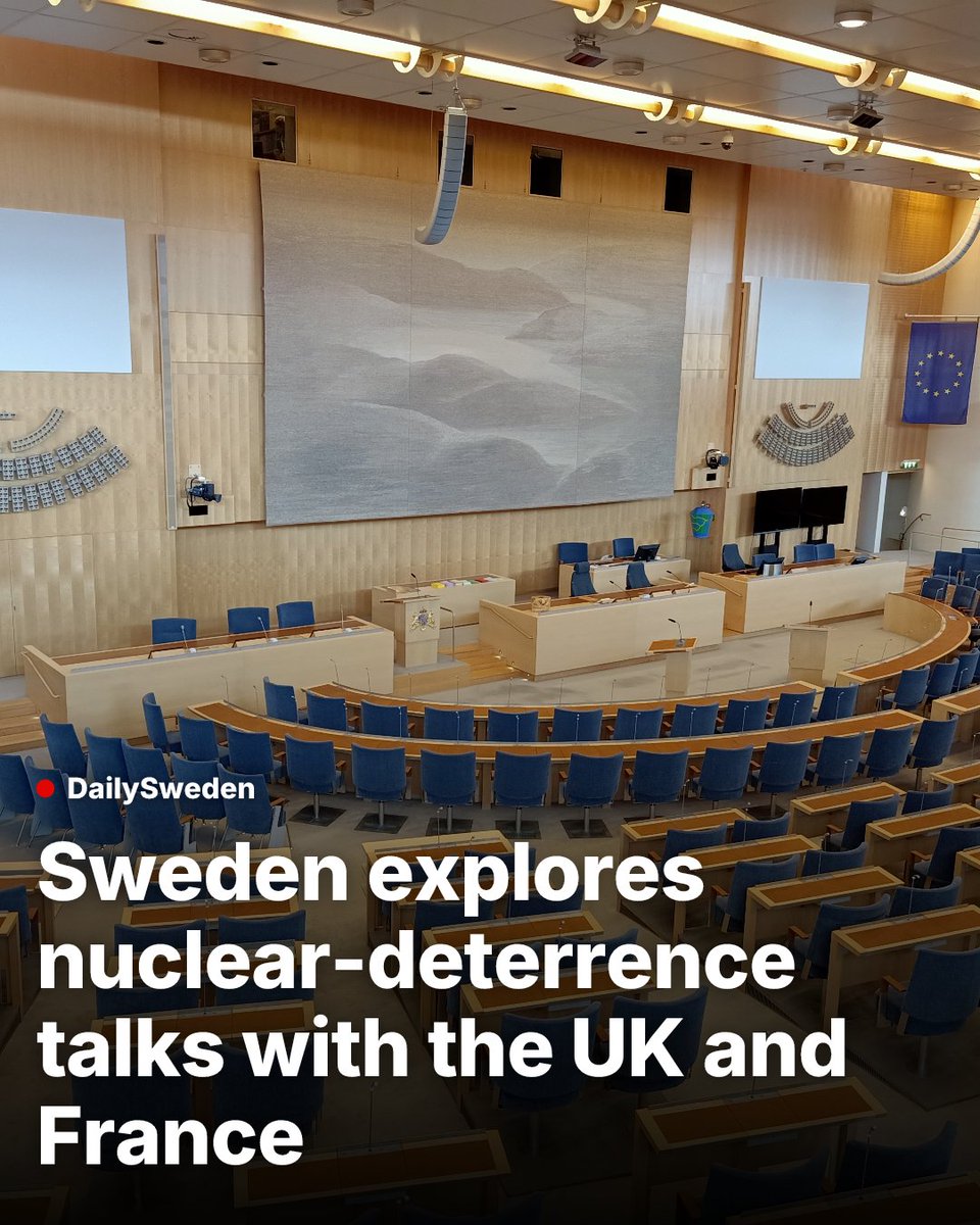 DailySweden's tweet photo. Sweden’s Prime Minister Ulf Kristersson says Sweden has held early discussions with France and the United Kingdom on nuclear deterrence, as Europe reassesses its security posture.

https://t.co/LkZ4VyHirB https://t.co/bbJLAT3Gn2