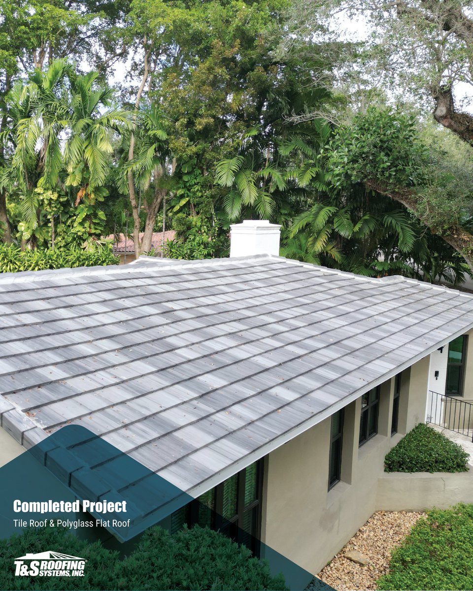 TSRoofing's tweet image. Newly completed flat #TileRoof in #CoralGables with a #Polyglass flat roof. Manufacturer: Newpoint — Color: Stone Mountain Blend.