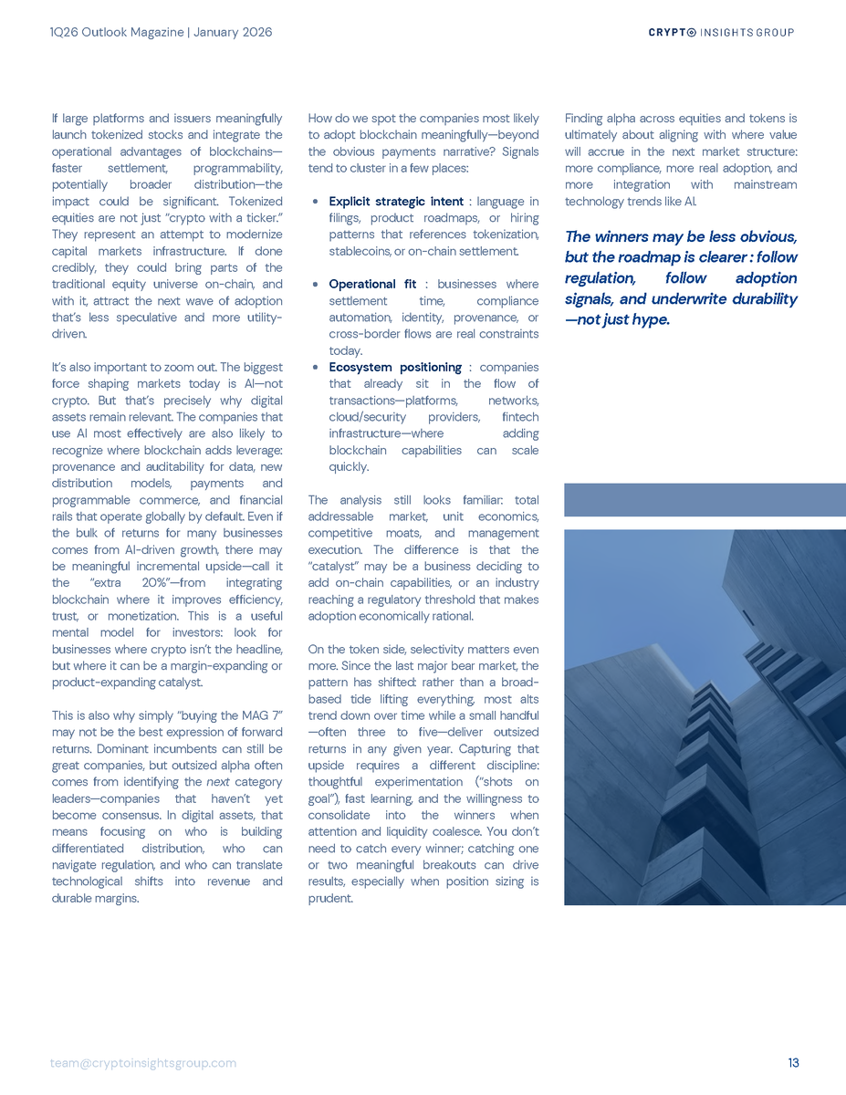 Great write-up on the maturity of the crypto market from @VidiellaLaura  “The winners may be less obvious, but the roadmap is clearer: follow  regulation, follow adoption signals, and underwrite durability.”