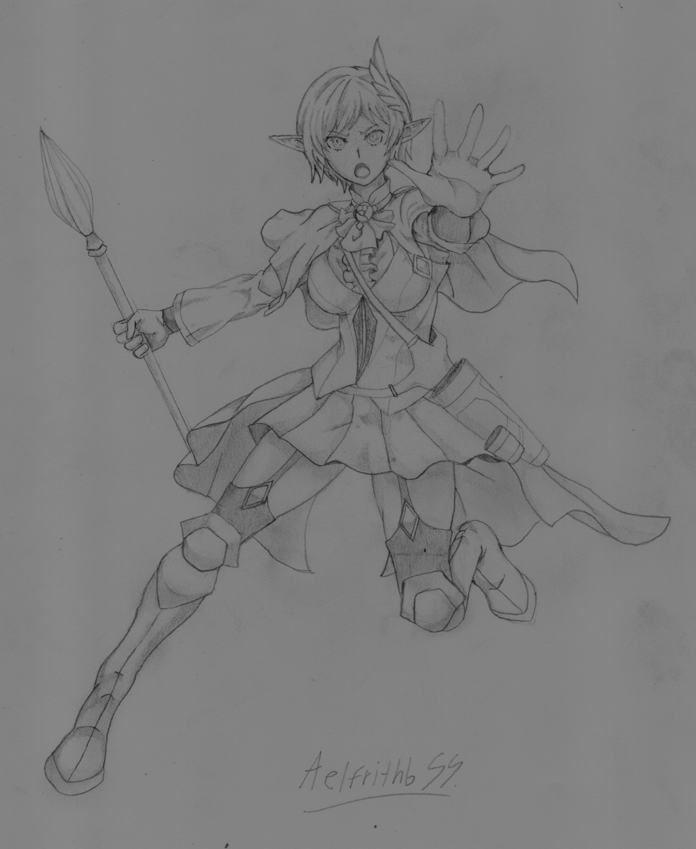 aelfrithb34044's tweet photo. Dibujo hecho a lápiz de Lefiya Viridis.

#DanMachi #ダンまち https://t.co/g5LULpLeVi
