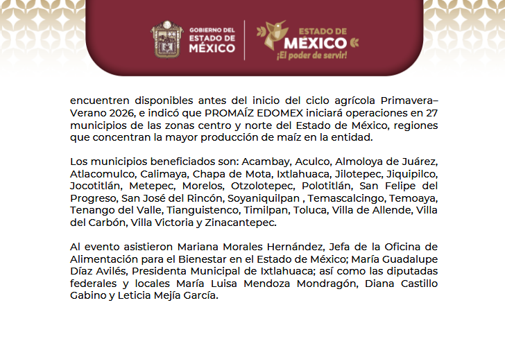 CampoEdomex's tweet photo. Bajo el liderazgo de la Gobernadora @delfinagomeza y @marurojano, en la Secretaría presentamos el programa PROMAÍZ EDOMEX. Esta  iniciativa busca rescatar nuestra producción y blindar al maíz como el  sustento fundamental de las familias mexiquenses.

#SomosCampo #ElPoderDeServir https://t.co/htML9wOqA7
