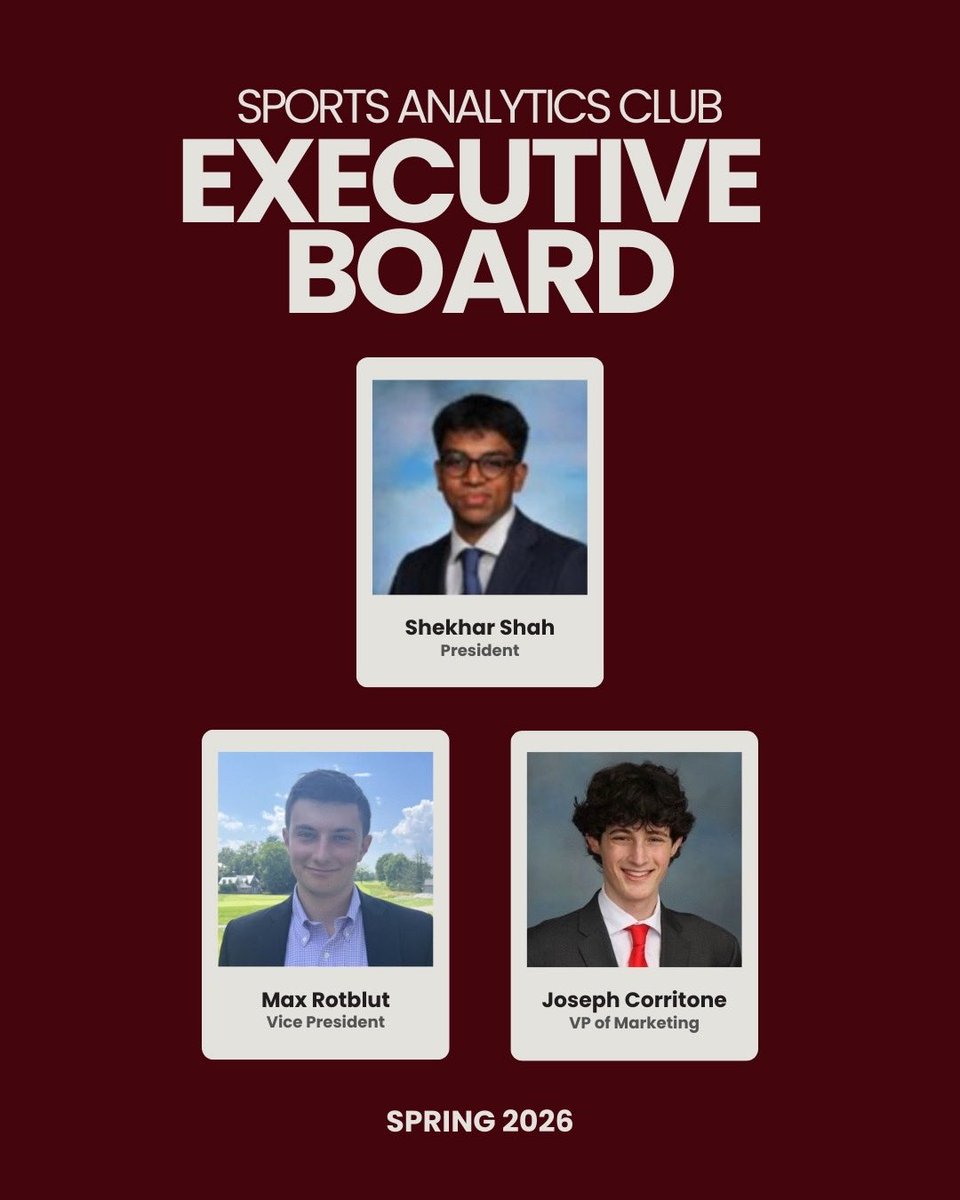 Wisco_SAC's tweet photo. Introducing our SAC Executive Board for the Spring 2026 semester!

We look forward to another great semester of sports, projects, competitions, and workshops.

Follow us for updates throughout the semester:
- Instagram: @wisco_sac
- LinkedIn: Sports Analytics Club at UW-Madison https://t.co/LoQ3cGMGm0