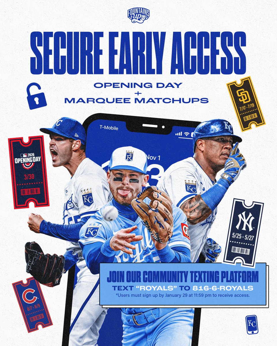 Join our community text platform today and receive early access to purchase single-game tickets to Opening Day and our marquee matchups!