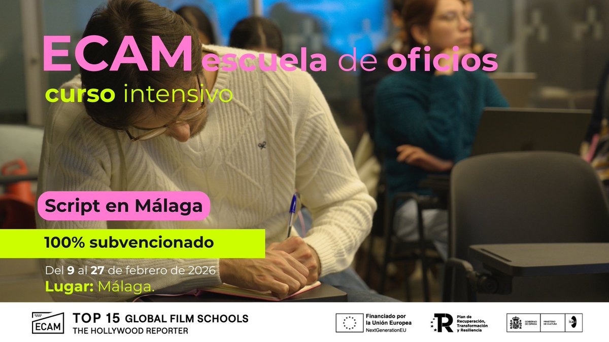 PoloDigitalMLG's tweet image. La @ECAM_ llega al #PoloDigitalMálaga con el curso intensivo Script en Málaga 🎬 

Una formación para profundizar en la continuidad y su papel clave en la construcción narrativa en cine.

📅 9 – 27 feb | ⏱️ 60 h
👉 ecam.es/curso_intensiv…
#Formación