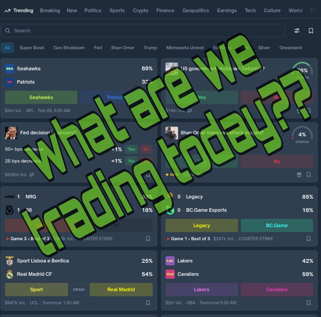 Hey guys 

Been a while......am totally back now

Suggest me a trade for a fresh winn😜
<a href="/Polymarket/">Polymarket</a>