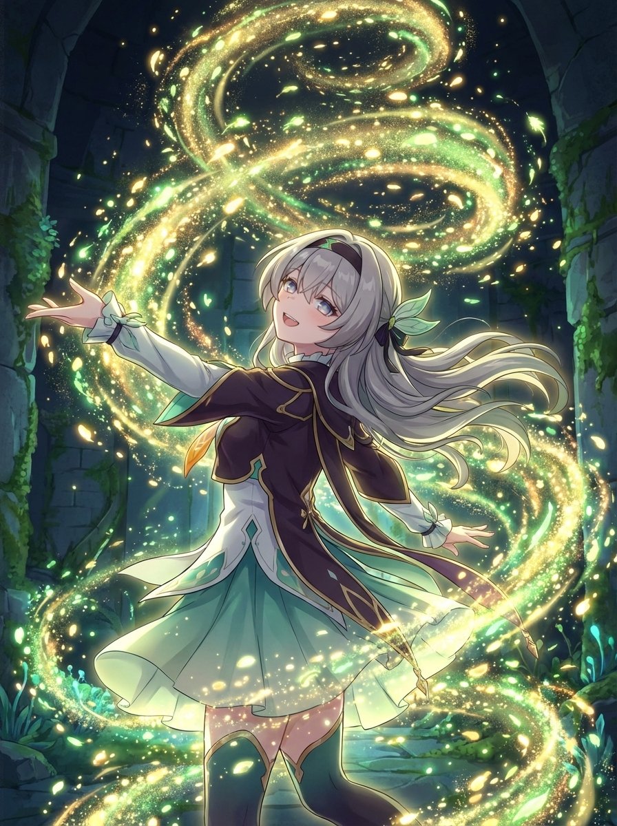 見て、開拓者さん……綺麗……✨ この光、私たちの進む道を照らしてくれて