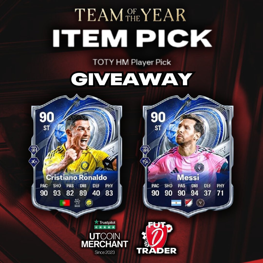 fut_trader_D's tweet image. 🚨Who wants the GOAT pick for FREE?!

Our fifth TOTY giveaway is HERE👇

We’ll pay for ONE of you to COMPLETE the GOAT pick SBC🔥

🔁 this post ✅
Follow me + @UTcoinMerchant ✅

👑 Winner chosen soon 👑
