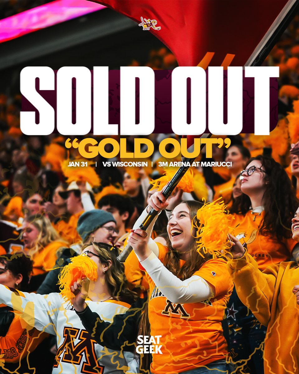 ✨𝓢𝓸𝓵𝓭 𝓞𝓾𝓽. 𝓖𝓸𝓵𝓭 𝓞𝓾𝓽.✨

Saturday is set to shine GOLD inside a packed 3M Arena at Mariucci 〽

<a href="/SeatGeek/">SeatGeek</a> 🎟 z.umn.edu/SeatGeek-MHK
