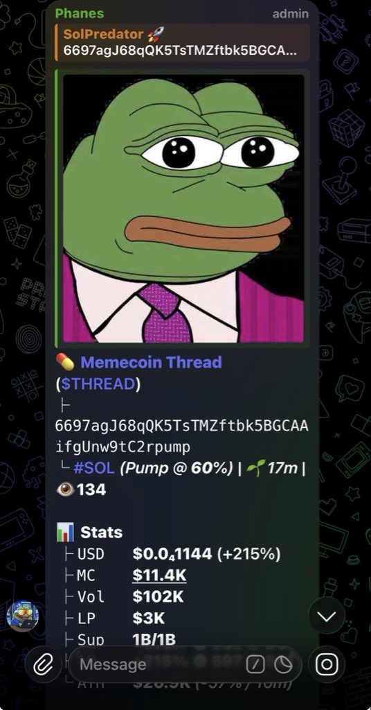 SolPredator01's tweet image. Watch your entry on $THREAD
Gamble wisely 
Ca; 6697agJ68qQK5TsTMZftbk5BGCAAifgUnw9tC2rpump