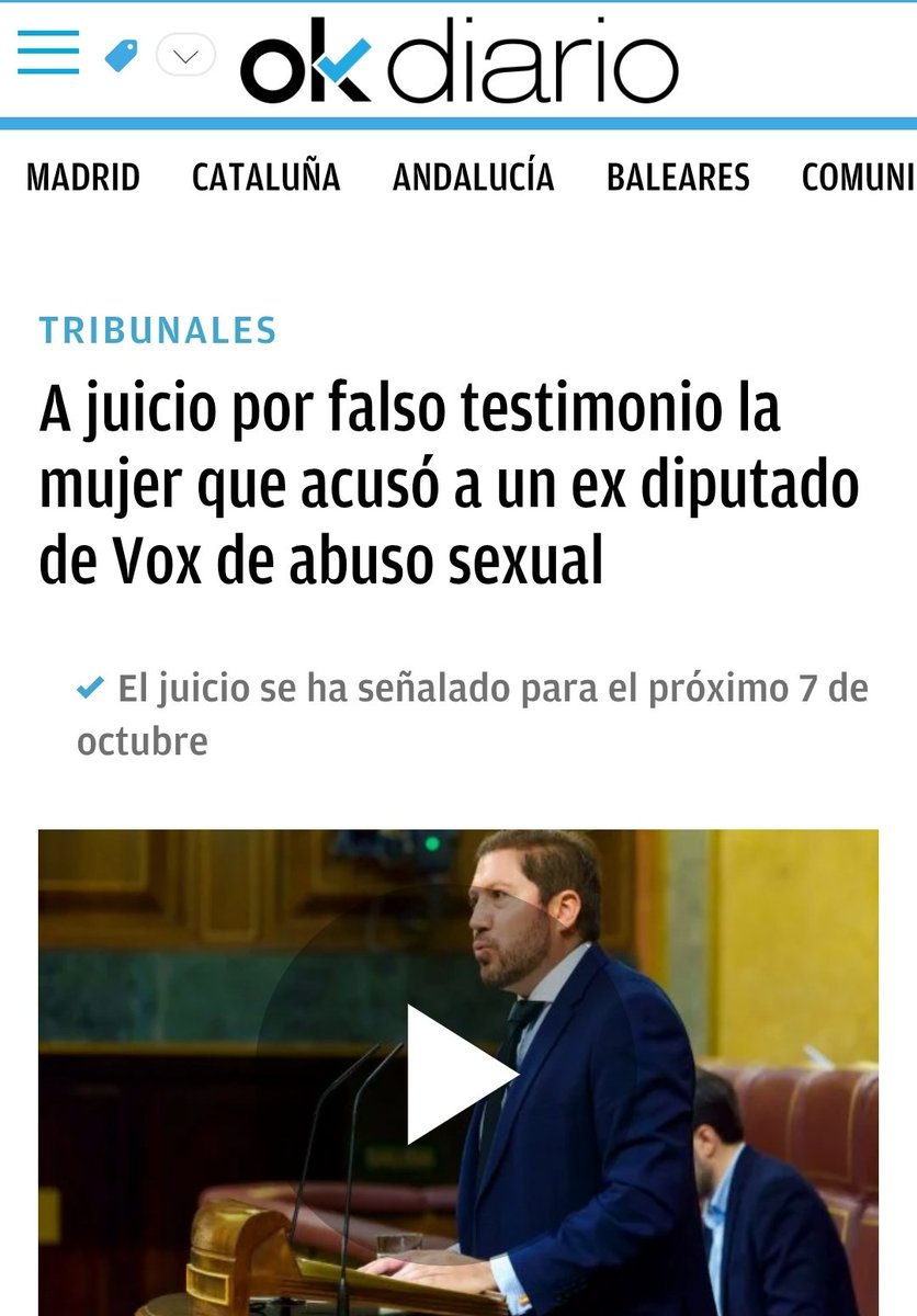 Se hace justicia.

A juicio por falso testimonio la mujer que acusó a un ex diputado de Vox de abuso sexual.

okdiario.com/espana/juicio-…