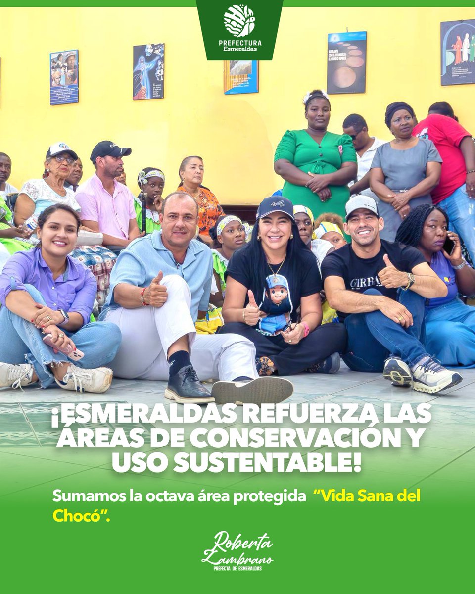 PrefecturaESM's tweet photo. #NoticiasPositivas I Nuestra prefecta @RobertaZam_ofi participó en el evento oficial de creación del Área de Conservación y Uso Sustentable #ACUS “Vida Sana del Chocó” en el cantón San Lorenzo, que se convierte en la octava área de conservación de la provincia de #Esmeraldas. https://t.co/oJz4ugp5W7