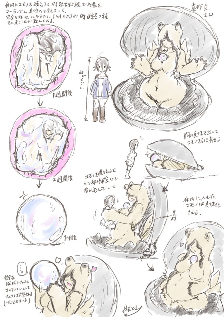 貝の魔物お姉さんに捕食されて真珠にされちゃうのエッチだよねって言う落書き

色々な人が描いてるからめっちゃネタ被りしてるねw 