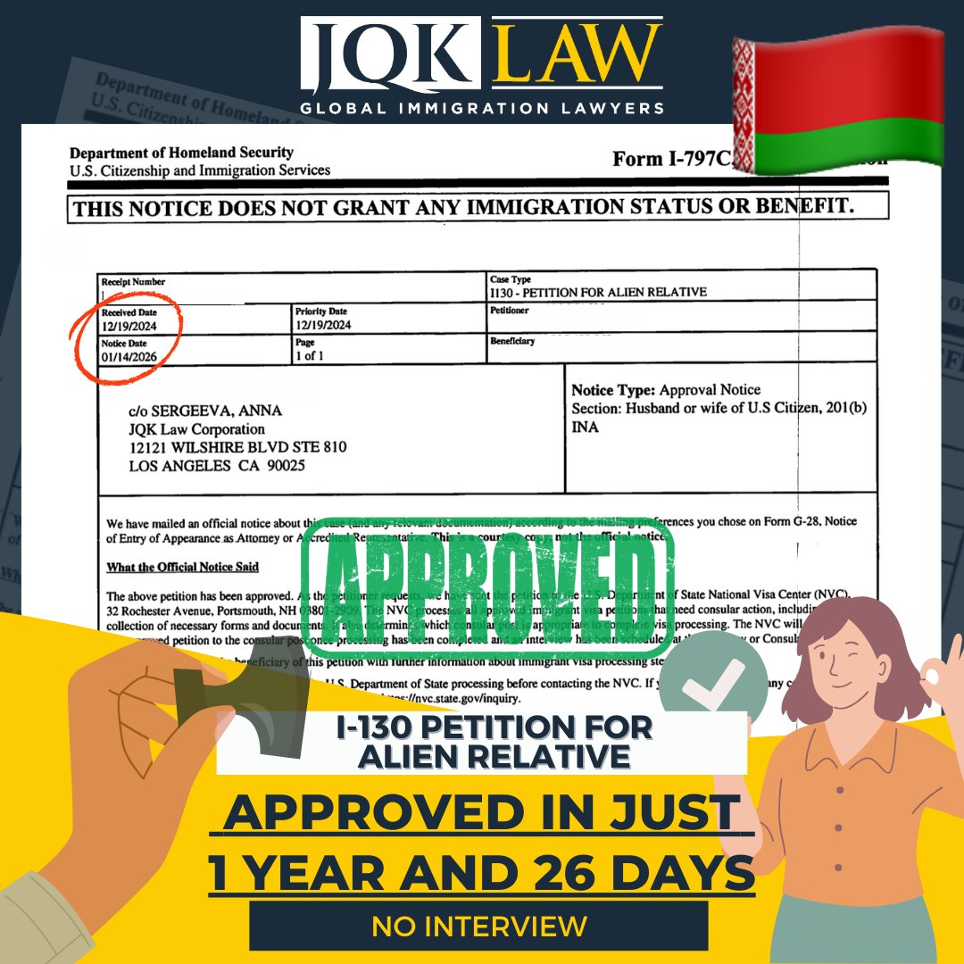 JQKLawFirm's tweet image. Family reunification win ❤️
Belarus client moves to National Visa Center with 3 I-130 approvals, mom + 2 kids ✅

Helping families build their future in the U.S. 🇺🇸

#familyimmigration #i130 #uscis #immigrationhelp #familyvisa #jqklaw