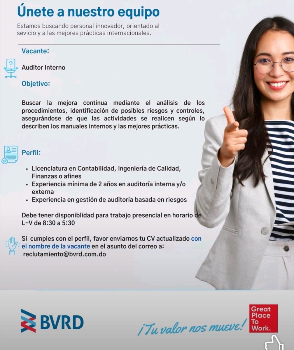 Vacante disponible para auditoría interna 📊📃