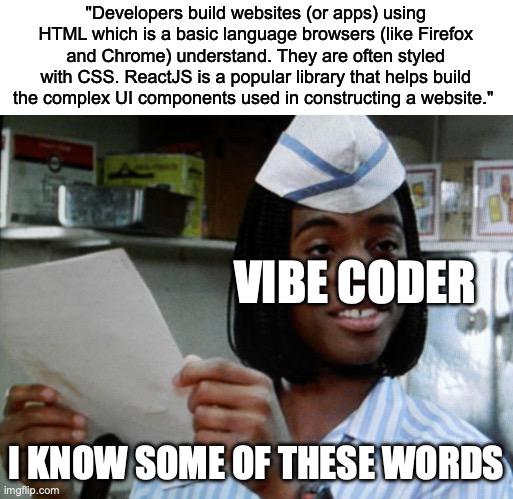 Joey_NoCode's tweet image. Saw this and it made me laugh. You ask what ReactJS means to a bunch of vibe coders and they'll be like 

UURRRUGGGHHHH.......