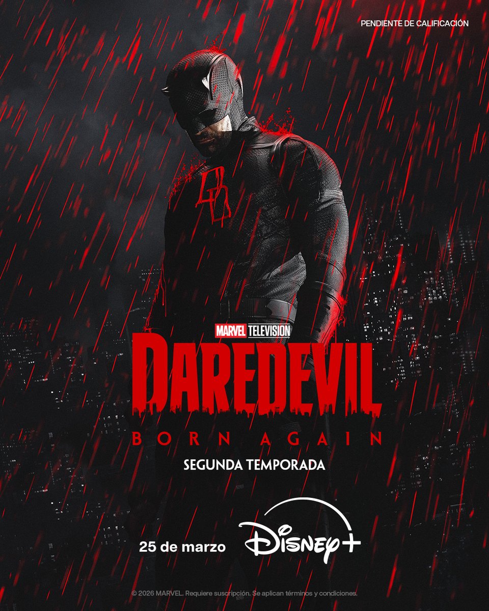 DisneyPlusES's tweet image. Matt Murdock está de vuelta  😈 La 2ª temporada de #DaredevilBornAgain se estrena el 25 de marzo en #DisneyPlus.