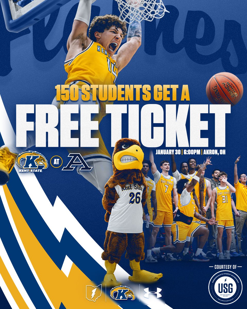 KentStMBB's tweet image. 🚨𝗦𝗧𝗨𝗗𝗘𝗡𝗧𝗦, 𝘄𝗲’𝘃𝗲 𝗴𝗼𝘁 𝘆𝗼𝘂 𝗰𝗼𝘃𝗲𝗿𝗲𝗱! 🎟️

Thanks to a partnership with Kent State Undergraduate Student Government, we are giving away 150 FREE student tickets for our game at Akron this Friday, Jan. 30 at 6 PM! Tickets will be drawn via a raffle. The cutoff…