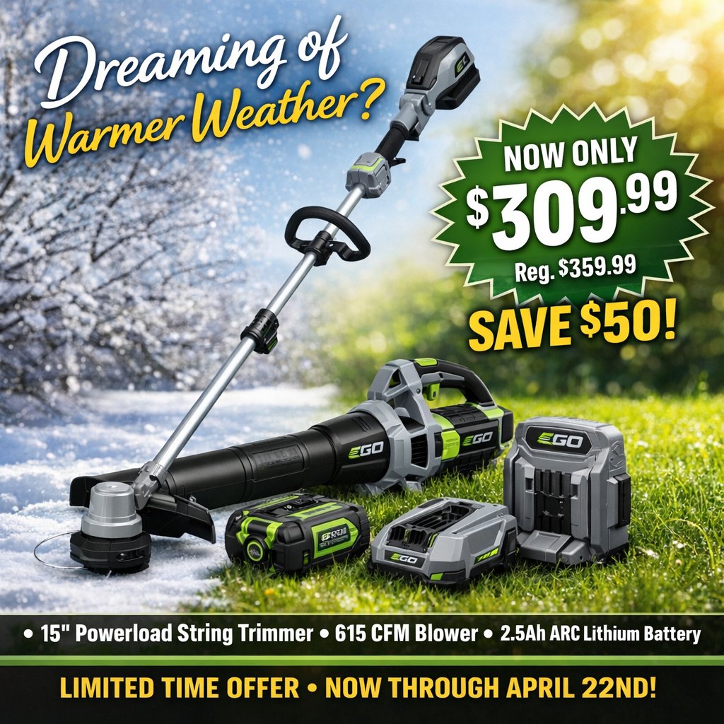 ❄️ Snow today… green grass tomorrow? We’re dreaming of warmer weather too! ☀️🌱
✔️ 15" Powerload™ String Trimmer
✔️ 615 CFM Blower
✔️ 2.5Ah ARC Lithium™ Battery
✔️ 56V Standard Charger
⏰ Limited-time offer through April 22nd
📍 Available in-store at Hiawatha Implement