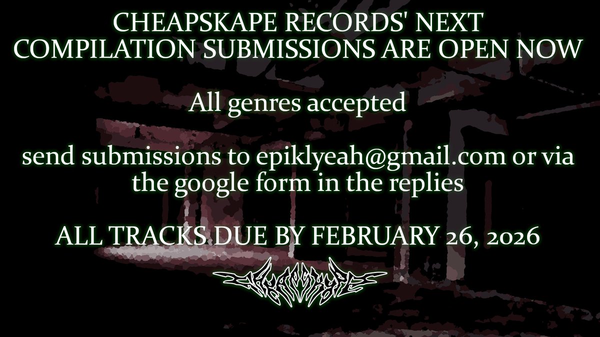 CHEAPSKAPE RECORDS OPEN COMPILATION #5 TELL EVERYONE TAG SOMEONE U WANT IN THE ALBUM AND SEND THIS TO MOM AND DAD LET THEM KNOW YOU WONT SEE THEM FOR A LONG TIME