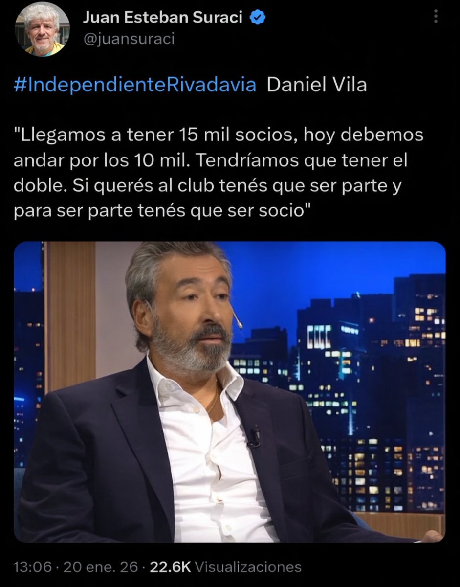 "Chicos, háganse socios que estamos por llegar a los 100.000!"

- El Doctor Vila totalmente sobrio: