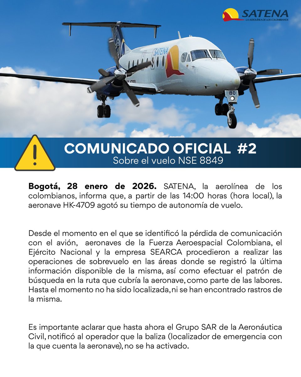 Comunicado Oficial # 2 sobre el vuelo NSE 8849.