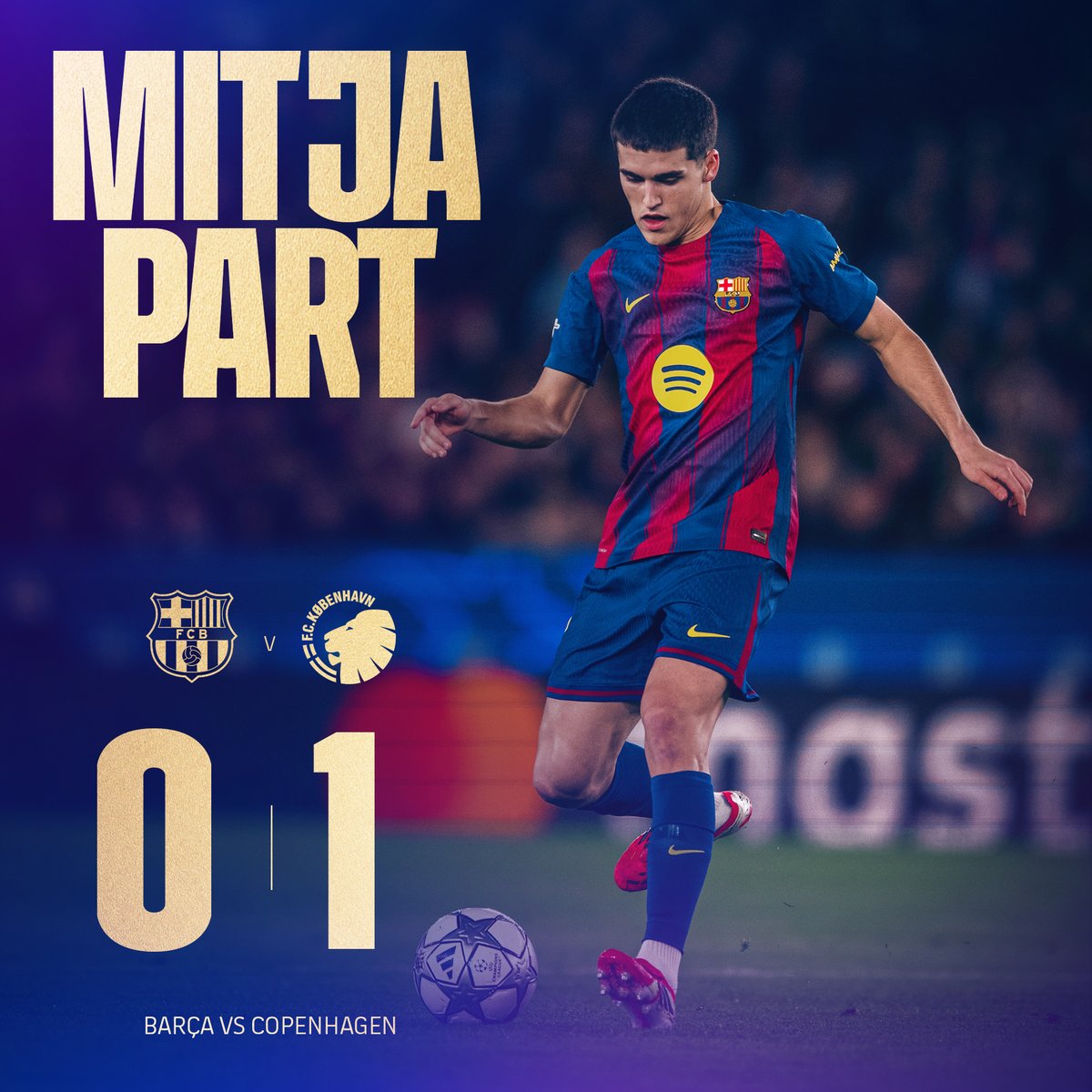 📍C'est la pause au Spotify Camp Nou (but de Dadason 4') #BarçaCopenhague