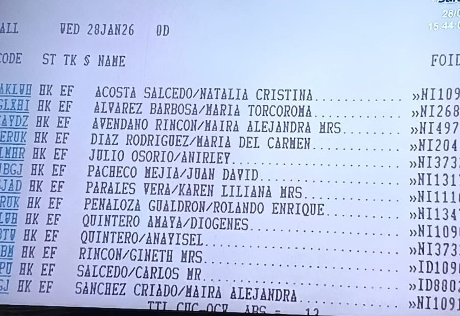 Atención 
Este es el listado de los pasajeros que abordaron el avión desaparecido entre Hacari y La Playa de Belén. Cubría la ruta entre Cúcuta y Ocaña y a esta hora están en su búsqueda.