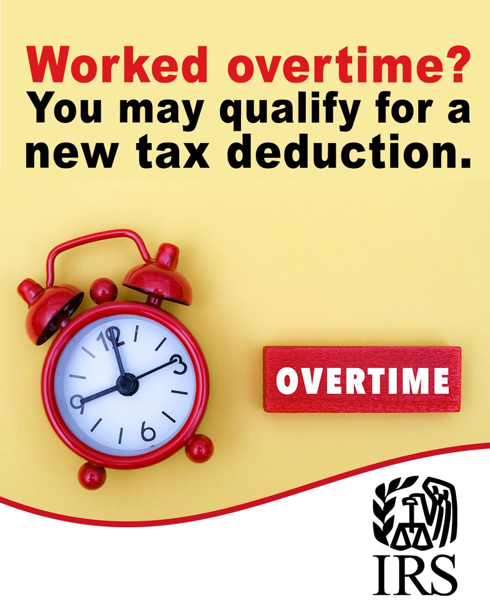 IRSnews's tweet image. #IRS and Treasury recently released new FAQs explaining the new tax deduction for qualified overtime compensation under the One, Big, Beautiful Bill. If you earned overtime pay, this guidance could affect your taxes. Learn more:  ow.ly/Rivj50Y3Yns
