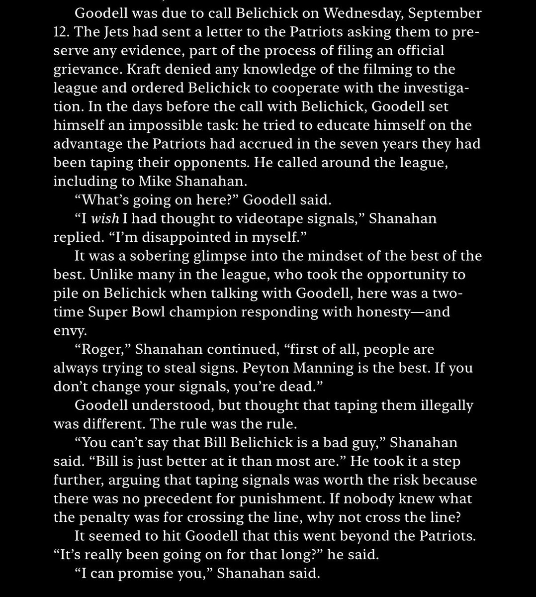 What Mike Shanahan said about Spygate in 2007, per my Patriots book: