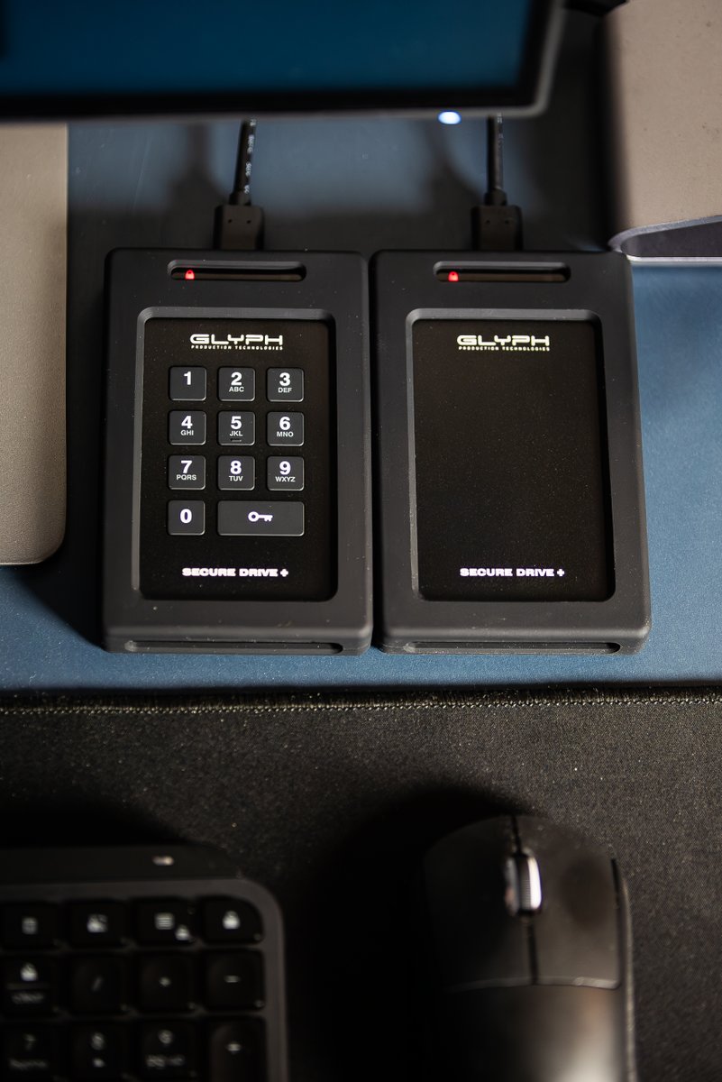 Got a high-profile project? Use the Glyph SecureDrive+. Use the Keypad to set a custom PIN, or the Bluetooth model to manage access from your phone. Both feature military-grade XTS-AES 256-bit hardware encryption, so your data (and your reputation) is always safe.