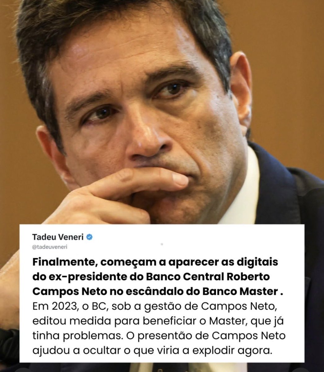 Surpresa ZERO! Campos Neto é o principal bandidão do maior golpe financeiro da história do Brasil. Banco Master vai levar a extrema-direita pra cadeia em grandes lotes.