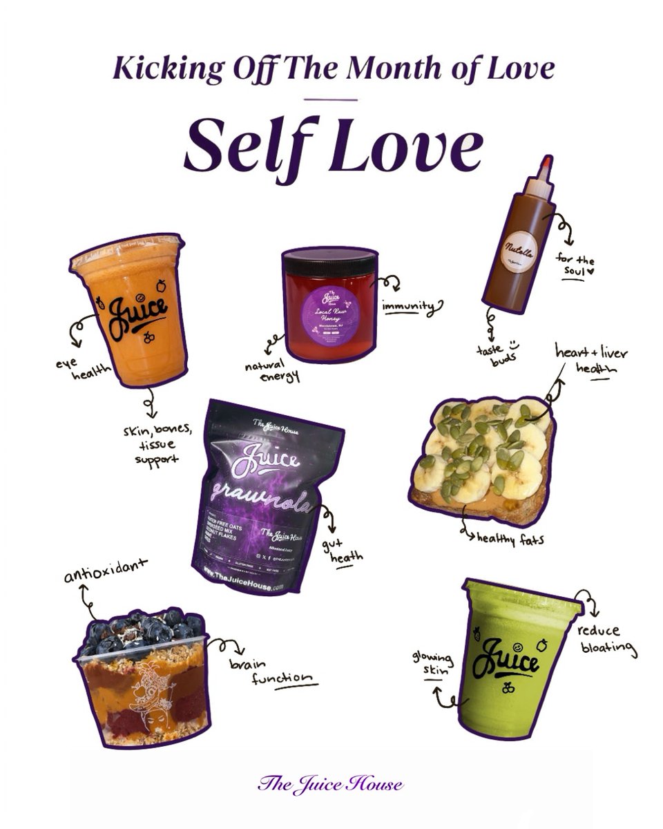 Kick off February with a self-love, Juice House style

Our menu is curated to provide vital nutrients that support brain function, eye health, bone + tissue health, glowing skin, gut health, reduced bloating, and so much more.

Self-love starts with what you pour into your cup.
