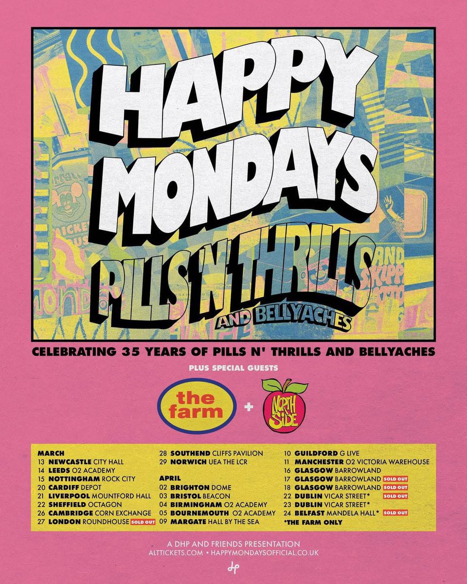 .
LONDON IS SOLD OUT ‼️‼️‼️
.
GET YOUR TICKETS FOR OTHER SHOWS HERE:
.
🎫 linktr.ee/happymondaysof…
.
#HappyMondays #TheFarm #Tour #Livemusic