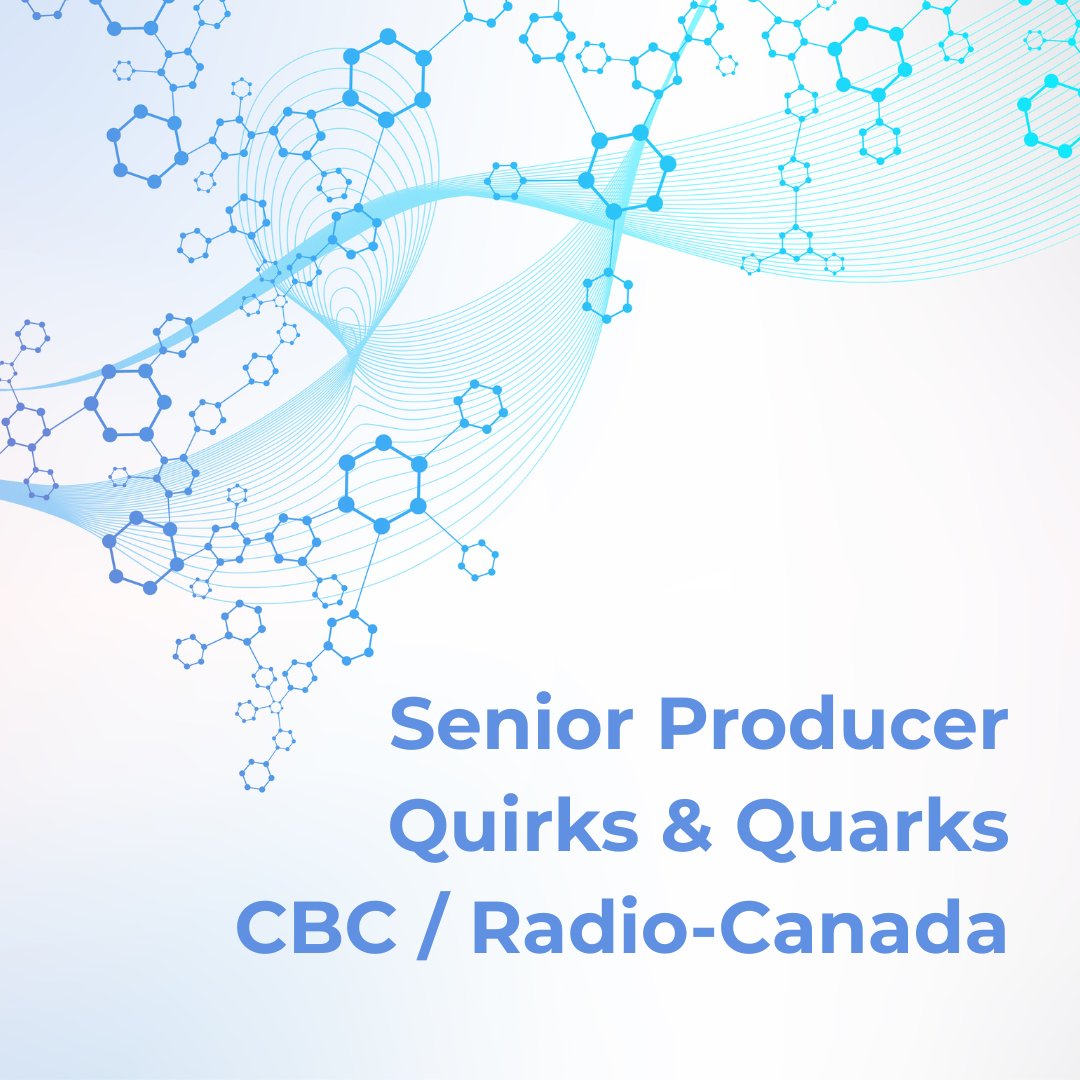 CABJMedia's tweet image. 📰 CBC/Radio-Canadais hiring a Senior Producer to lead Quirks &amp;amp; Quarks, its national science program.

📍 Toronto (on-site)
 🕒FT, permanent

 🔗 Learn more: tinyurl.com/44sjzypv

#CBC #ScienceJournalism