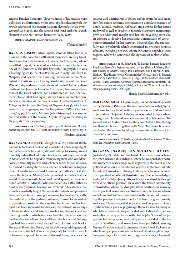 Barzani, Encyclopaedia Judaica, v. 03 (Ba-Blo)
Barzaniler, yahudi aşiretidir.