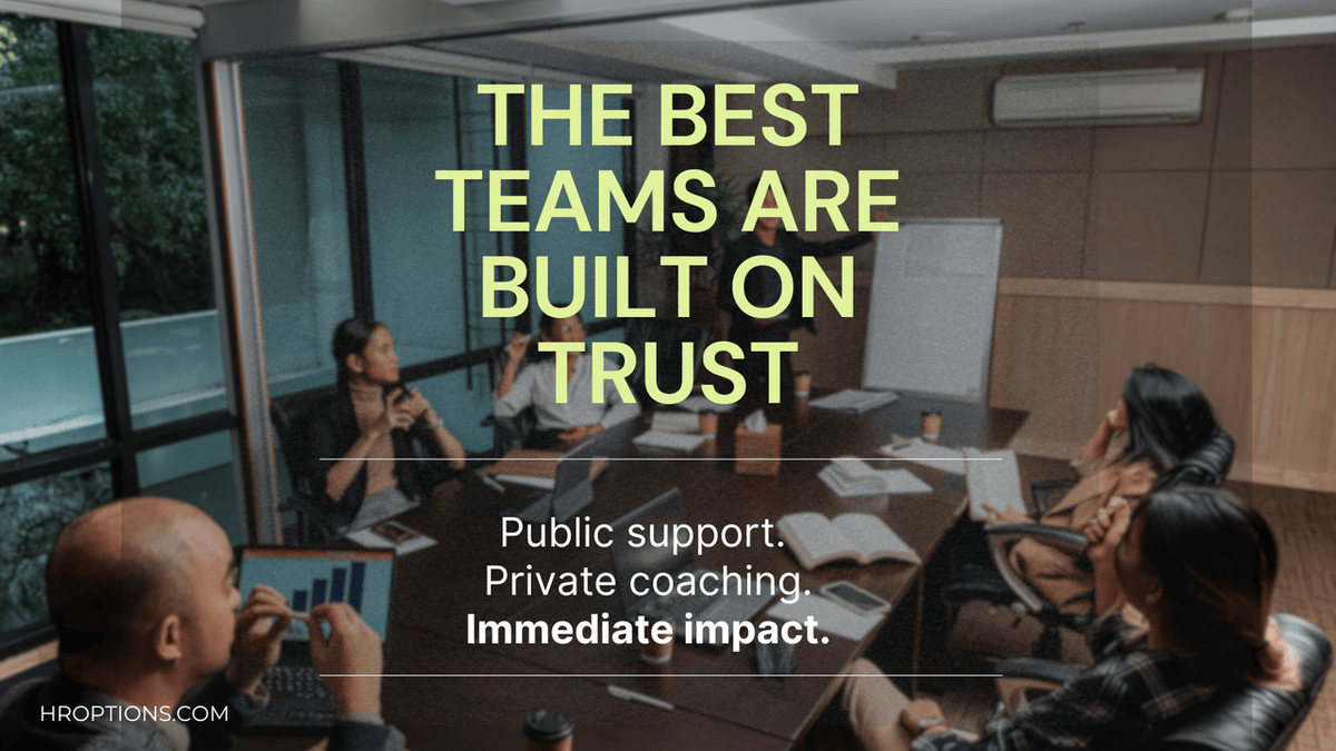 HR_Options's tweet photo. We all stumble. Does your leadership team stand with you when it happens? Trust is built by supporting your team and mentoring through the mess. How do you absorb the pressure? Let’s talk about building a resilient culture. #Leadership #CompanyCulture #TeamTrust https://t.co/q2R3ChUiZU